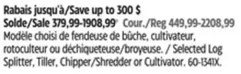Canadian Tire Champion Selected Log Splitter, Tiller, Chipper/Shredder or Cultivator offer