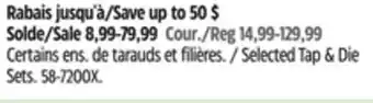 Canadian Tire MAXIMUM Selected Tap & Die Sets offer