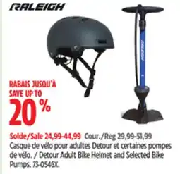 Canadian Tire Raleigh Detour Adult Bike Helmet and Selected Bike Pumps offer