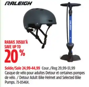 Canadian Tire Raleigh Detour Adult Bike Helmet and Selected Bike Pumps offer