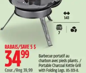 Canadian Tire Master chef Portable Charcoal Kettle Grill with Folding Legs offer