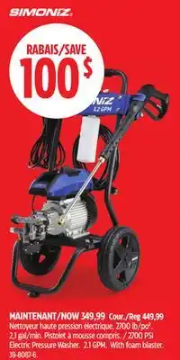 Canadian Tire Electric Pressure Washer offer