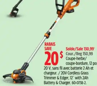 Canadian Tire 20V Cordless Grass Trimmer & Edger, 12 with 2Ah Battery & Charger offer