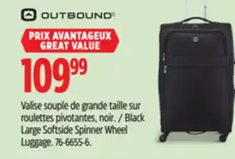 Canadian Tire Black Large Softside Spinner Wheel Luggage offer