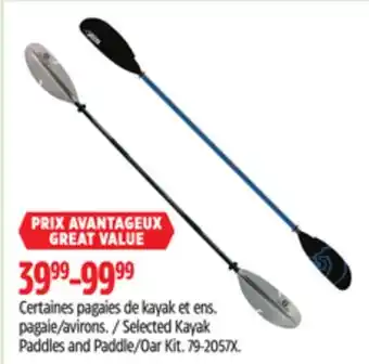 Canadian Tire Outbound Selected Kayak Paddles and Paddle/Oar Kit offer
