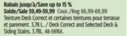 Canadian Tire Cabot Deck Correct and Selected Deck & Siding Stains, 3.78L offer