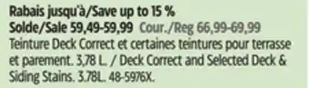 Canadian Tire Cabot Deck Correct and Selected Deck & Siding Stains, 3.78L offer