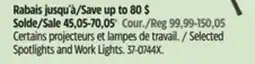 Canadian Tire Motomaster Selected Spotlights and Work Lights offer