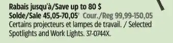Canadian Tire Motomaster Selected Spotlights and Work Lights offer