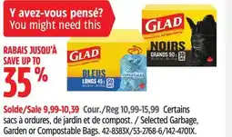 Canadian Tire GLAD Selected Garbage, Garden or Compostable Bags offer