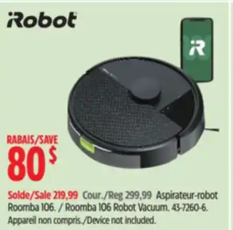 Canadian Tire Irobot Robat Roomba 106 Robot Vacuum offer