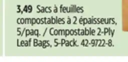Canadian Tire Compostable 2-Ply Leaf Bags, 5-Pack offer