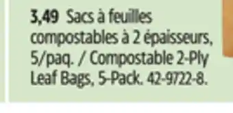 Canadian Tire Compostable 2-Ply Leaf Bags, 5-Pack offer