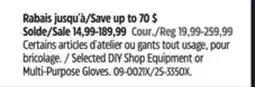 Canadian Tire Selected DIY Shop Equipment or Multi-Purpose Gloves offer