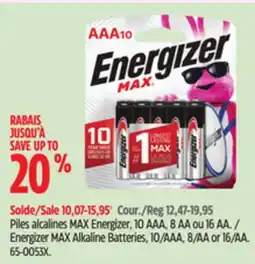Canadian Tire Energizer MAX Alkaline Batteries offer