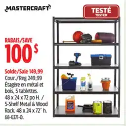 Canadian Tire Mastercraft 5 Shell Metal & Wood Rack offer