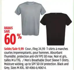 Canadian Tire Men's Breathable Short Sleeve T-Shirts offer