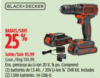 Canadian Tire Black-Decker 20V Li-Ion 3⁄8˝ Drill Kit offer