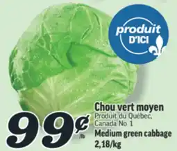 Marché Richelieu Chou vert moyen | Medium green cabbage offer