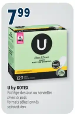Familiprix U by KOTEX, Liners or pads, formats selected sizes offer