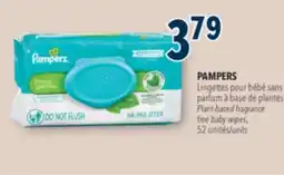 Familiprix PAMPERS Plant-based fragrance free baby wipes, 52 units offer
