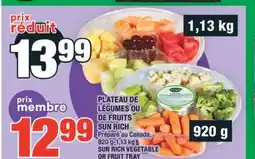 Super C PLATEAU DE LÉGUMES OU DE FRUITS SUN RICH | SUN RICH VEGETABLE OR FRUIT TRAY offer