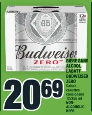 Super C BIÈRE SANS ALCOOL LABATT BUDWEISER ZERO | NON- ALCOHOLIC BEER offer