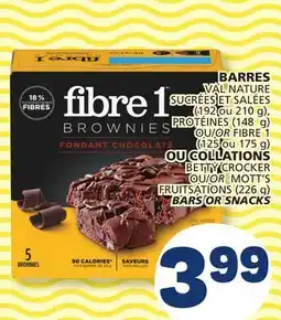 Marché Bonichoix VAL NATURE (192 or 210 g), OR FIBRE 1 OR BETTY CROCKER OR MOTT'S FRUITSATIONS (226 g) BARS OR SNACKS offer