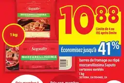 Maxi BARRES DE FROMAGE OU RÂPÉ MOZZARELLISSIMA SAPUTO, 1 KG offer
