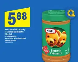 Maxi BEURRE D'ARACHIDE, 750 G/1 KG OU TARTINADE AUX NOISETTES, 725 G KRAFT offer