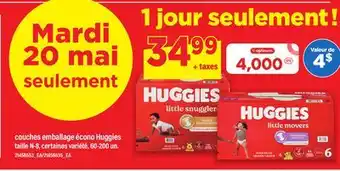 Maxi COUCHES EMBALLAGE ÉCONO HUGGIES TAILLE N-8 200 UN. TAILLE N-8, 60-200 UN offer