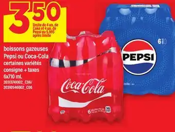 Maxi BOISSONS GAZEUSES PEPSI OU COCA-COLA, 6X710 ML offer