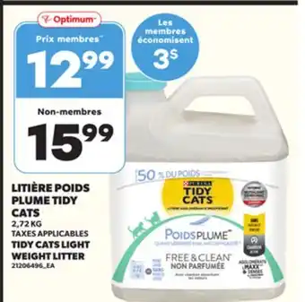 Provigo LITIÈRE POIDS PLUME TIDY CATS, 2,72 KG offer