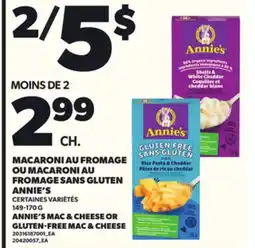 Provigo MACARONI AU FROMAGE OU MACARONI AU FROMAGE SANS GLUTEN ANNIE'S, 149-170 G offer