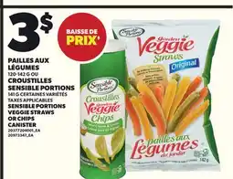 Provigo PAILLES AUX LÉGUMES, 120-142 G OU CROUSTILLES SENSIBLE PORTIONS, 141 G offer