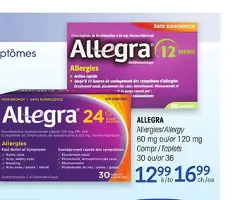 Uniprix ALLEGRA Allergies/Allergy 60 mg ou/or 120 mg Compr./Tablets offer