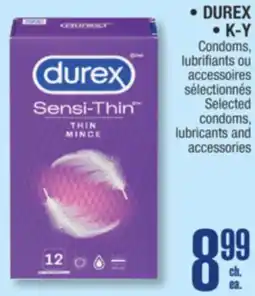 Jean Coutu DUREX, K-Y Selected condoms, lubricants and accessories offer