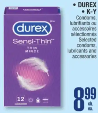 Jean Coutu DUREX, K-Y Selected condoms, lubricants and accessories offer