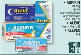 Jean Coutu ASPIRIN, ALEVE, ALEVEX Selected Products offer