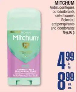 Jean Coutu MITCHUM Selected antiperspirants and deodorants offer