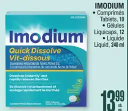 Jean Coutu IMODIUM • Comprimés Tablets, 10 • Gélules Liquicaps, 12 • Liquide Liquid, 240 ml offer