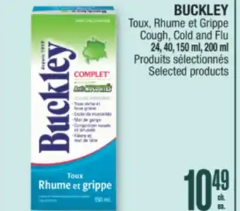 Jean Coutu BUCKLEY Cough, Cold and Flu Selected products offer
