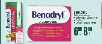 Jean Coutu BENADRYL Allergy Sticks, 14 ml Caplets, 12 Liquid, 100 ml offer