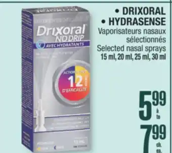 Jean Coutu DRIXORAL, HYDRASENSE Selected nasal sprays offer