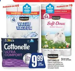 Jean Coutu SELECTION or COTTONELLE Selected bathroom tissue and paper towels offer