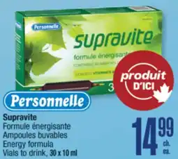 Jean Coutu PERSONNELLE Supravite Energy formula Vials to drink offer