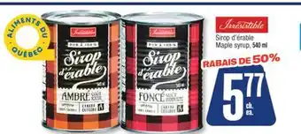 Jean Coutu IRRESISTIBLE Maple syrup offer