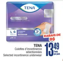 Jean Coutu TENA Selected incontinence underwear offer