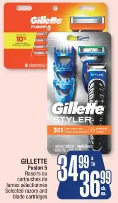 Jean Coutu GILLETTE Fusion 5 Selected razors and blade cartridges offer