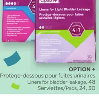 Proxim OPTION + Liners for bladder leakage Pads offer